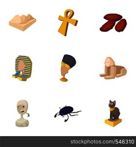 Stay in Egypt icons set. Cartoon illustration of 9 stay in Egypt vector icons for web. Stay in Egypt icons set, cartoon style