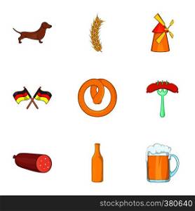 Stay in Germany icons set. Cartoon illustration of 9 stay in Germany vector icons for web. Stay in Germany icons set, cartoon style
