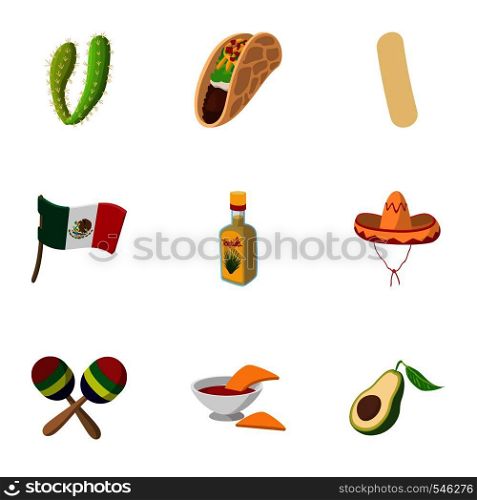 Stay in Mexico icons set. Cartoon illustration of 9 stay in Mexico vector icons for web. Stay in Mexico icons set, cartoon style
