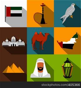 Stay in UAE icons set. Flat illustration of 9 stay in UAE vector icons for web. Stay in UAE icons set, flat style