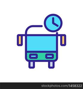 stay time in bus icon vector. stay time in bus sign. color symbol illustration. stay time in bus icon vector outline illustration