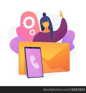 Staying in touch. Modern communication means, phone calls, letters and emails. Person contacting friends and customers via email, encouraging feedback. Vector isolated concept metaphor illustration. Getting in touch vector concept metaphor