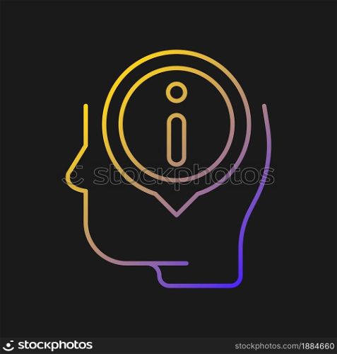 Staying well informed vector icon for dark theme. Obtain extensive information and facts. Knowledgeable person. Thin line color symbol. Modern style pictogram. Vector isolated outline drawing. Staying well informed vector icon for dark theme