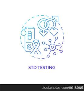 STD testing concept icon. Top testing category idea thin line illustration. Blood, urine s&les and swabs. Physical exams. Viral infections. Vector isolated outline RGB color drawing. STD testing concept icon