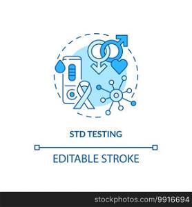 STD testing concept icon. Top testing category idea thin line illustration. Sexually transmitted diseases. Viral infections. Vector isolated outline RGB color drawing. Editable stroke. STD testing concept icon