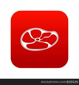 Steak icon digital red for any design isolated on white vector illustration. Steak icon digital red
