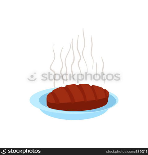 Steak icon in cartoon style on a white background. Steak icon in cartoon style