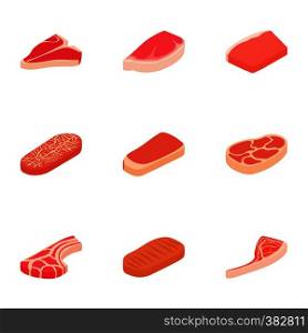 Steak icons set. Cartoon illustration of 9 steak vector icons for web. Steak icons set, cartoon style