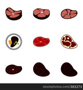 Steak icons set. Flat illustration of 9 steak vector icons for web. Steak icons set, flat style