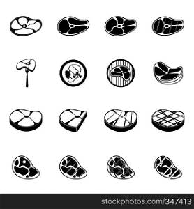 Steak icons set in simple style for any design. Steak icons set, simple style