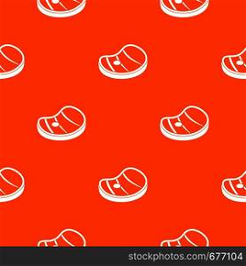 Steak of meat pattern repeat seamless in orange color for any design. Vector geometric illustration. Steak of meat pattern seamless