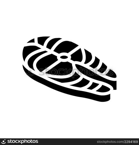 steak salmon glyph icon vector. steak salmon sign. isolated contour symbol black illustration. steak salmon glyph icon vector illustration