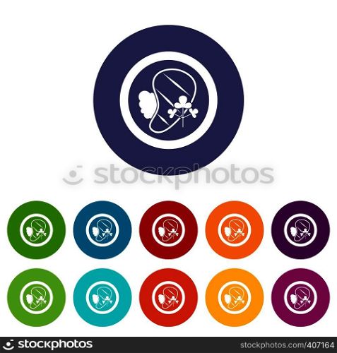 Steak set icons in different colors isolated on white background. Steak set icons