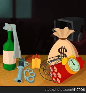 Steal money criminal concept. Cartoon illustration of steal money criminal vector concept for web. Steal money criminal concept, cartoon style