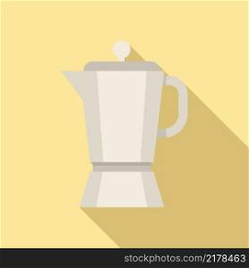 Steam coffee pot icon flat vector. Cafe hot. Latte shop. Steam coffee pot icon flat vector. Cafe hot
