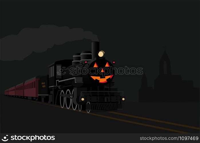 Steam ghost train in the dark