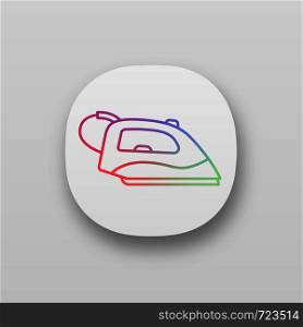 Steam iron app icon. UI/UX user interface. Household appliance. Web or mobile application. Vector isolated illustration. Steam iron app icon