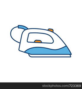 Steam iron color icon. Household appliance. Isolated vector illustration. Steam iron color icon