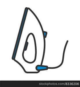 Steam Iron Icon. Editable Bold Outline With Color Fill Design. Vector Illustration.
