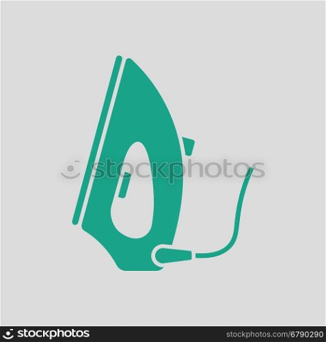 Steam iron icon. Gray background with green. Vector illustration.