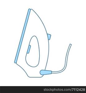 Steam Iron Icon. Thin Line With Blue Fill Design. Vector Illustration.
