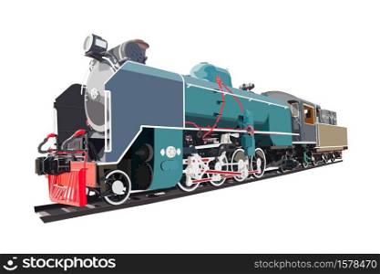 Steam locomotive transport, vintage train, isolated on white background. vector illustration.