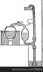 Steam pump Savery, vintage engraved illustration. Industrial encyclopedia E.-O. Lami - 1875.