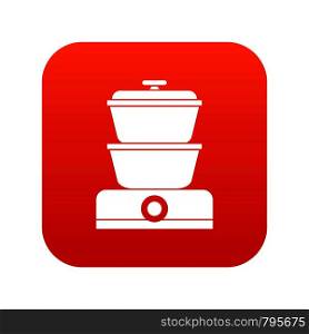 Steamer icon digital red for any design isolated on white vector illustration. Steamer icon digital red