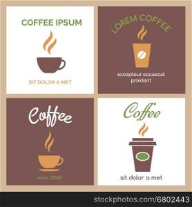 Steaming coffee or chocolate cup icons. Steaming coffee or chocolate cup icons for breakfast menu or coffee shop. Vector illustration