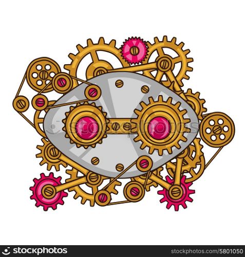 Steampunk collage of metal gears in doodle style. Steampunk collage of metal gears in doodle style.