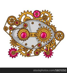 Steampunk collage of metal gears in doodle style. Steampunk collage of metal gears in doodle style.