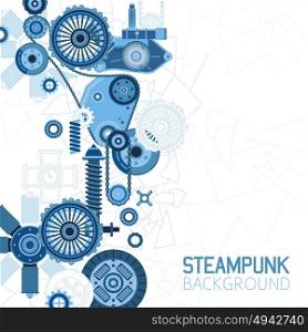 Steampunk Futuristic Background. Steampunk futuristic background with mechanical engineering industrial parts details and elements vector illustration