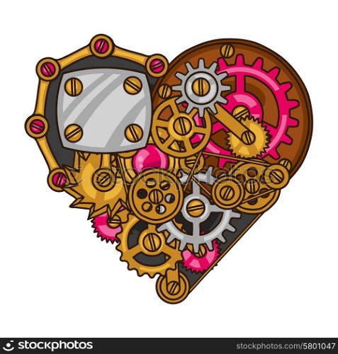 Steampunk heart collage of metal gears in doodle style. Steampunk heart collage of metal gears in doodle style.