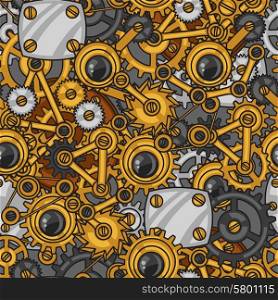 Steampunk seamless pattern of metal gears in doodle style. Steampunk seamless pattern of metal gears in doodle style.