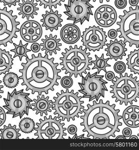 Steampunk seamless pattern of metal gears in doodle style. Steampunk seamless pattern of metal gears in doodle style.