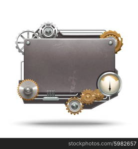 Steampunk Style Frame. Steampunk frame in vintage style on white background isolated vector illustration