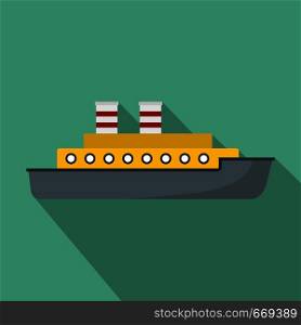 Steamship icon. Flat illustration of steamship vector icon for web. Steamship icon, flat style