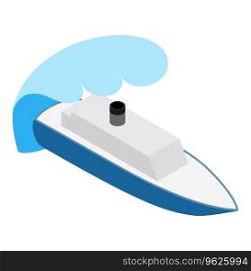 Steamship icon isometric vector. Big wave covers paddle steamer icon. Steamboat, water transport. Steamship icon isometric vector. Big wave covers paddle steamer icon