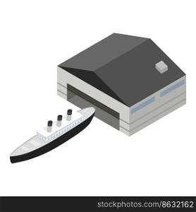 Steamship icon isometric vector. Old steam cruise ship with three smoke stack. Retro cruise liner, steamer, historical exposition, water transport. Steamship icon isometric vector. Old steam cruise ship with three smoke stack