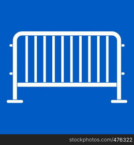 Steel barrier icon white isolated on blue background vector illustration. Steel barrier icon white