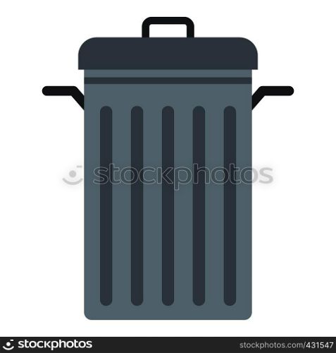 Steel bin icon flat isolated on white background vector illustration. Steel bin icon isolated