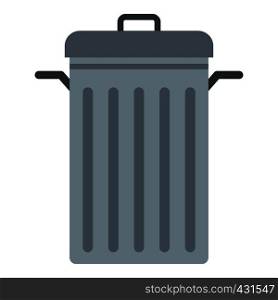 Steel bin icon flat isolated on white background vector illustration. Steel bin icon isolated