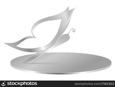 steel butterfly icon on stainless shelf. vector iron insect
