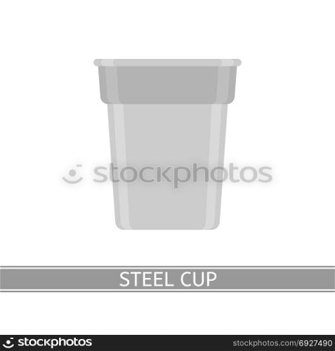 Steel Cup Icon. Camping steel cup vector icon isolated on white background. Flat style.