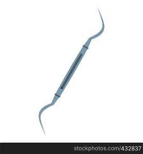 Steel dentists hook probe icon flat isolated on white background vector illustration. Steel dentists hook probe icon isolated