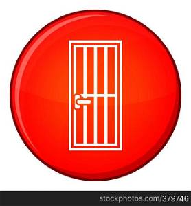 Steel door icon in red circle isolated on white background vector illustration. Steel door icon, flat style