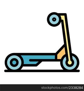 Steel electric scooter icon. Outline steel electric scooter vector icon color flat isolated. Steel electric scooter icon color outline vector