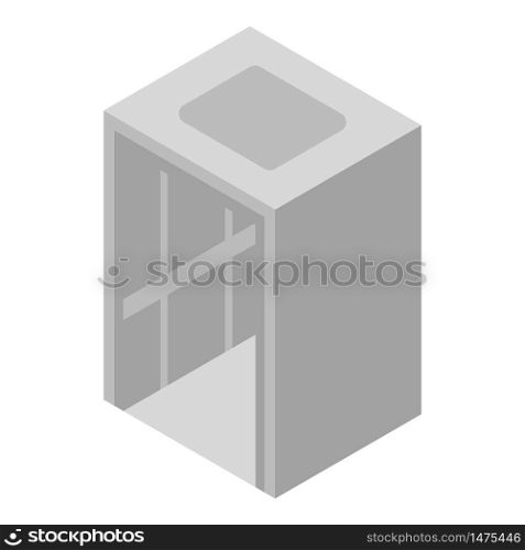 Steel elevator icon. Isometric of steel elevator vector icon for web design isolated on white background. Steel elevator icon, isometric style