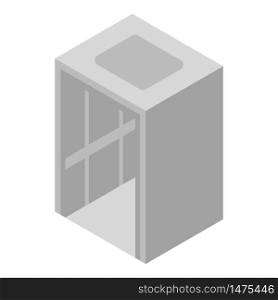 Steel elevator icon. Isometric of steel elevator vector icon for web design isolated on white background. Steel elevator icon, isometric style