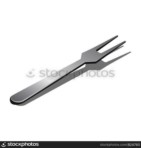Steel fork for bbq icon. Isometric of steel fork for bbq vector icon for web design isolated on white background. Steel fork for bbq icon, isometric style